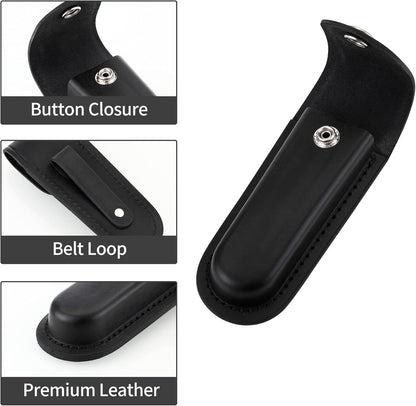 Pocket Knife Sheath, 5" Folding Pocket EDC Knife Case, Portable Pouch Knife Leather Holster with Snap Closure and Belt Loop, Accessory for Outdoor Climbing, Camping, Cycling and Hiking, Black Kemu |Fashion Home Kitchen Beauty