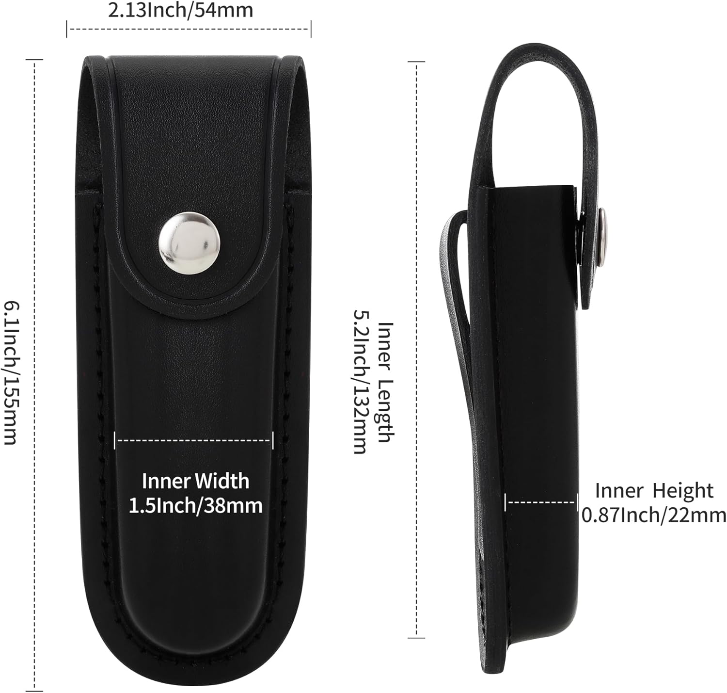 Pocket Knife Sheath, 5" Folding Pocket EDC Knife Case, Portable Pouch Knife Leather Holster with Snap Closure and Belt Loop, Accessory for Outdoor Climbing, Camping, Cycling and Hiking, Black Kemu |Fashion Home Kitchen Beauty
