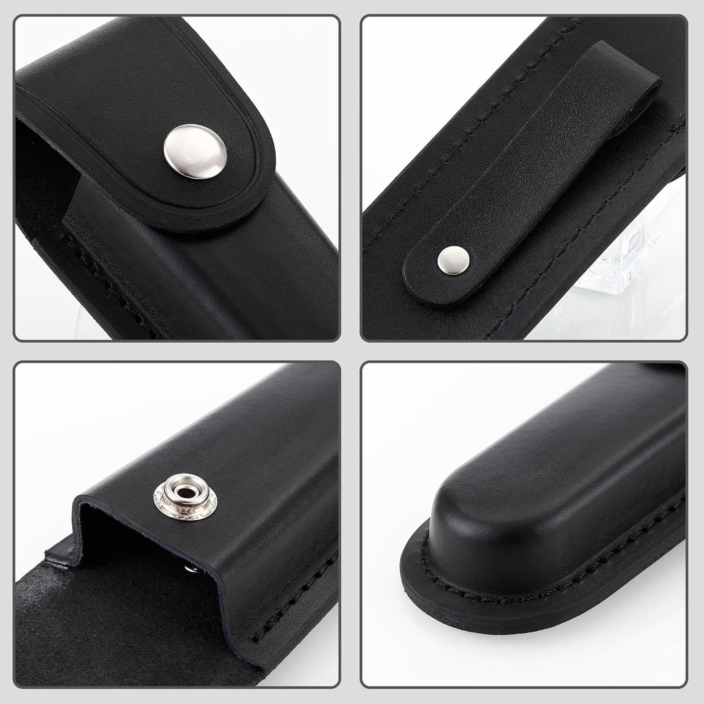 Pocket Knife Sheath, 5" Folding Pocket EDC Knife Case, Portable Pouch Knife Leather Holster with Snap Closure and Belt Loop, Accessory for Outdoor Climbing, Camping, Cycling and Hiking, Black Kemu |Fashion Home Kitchen Beauty