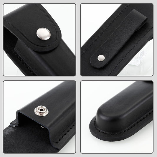 Pocket Knife Sheath, 5" Folding Pocket EDC Knife Case, Portable Pouch Knife Leather Holster with Snap Closure and Belt Loop, Accessory for Outdoor Climbing, Camping, Cycling and Hiking, Black Kemu |Fashion Home Kitchen Beauty