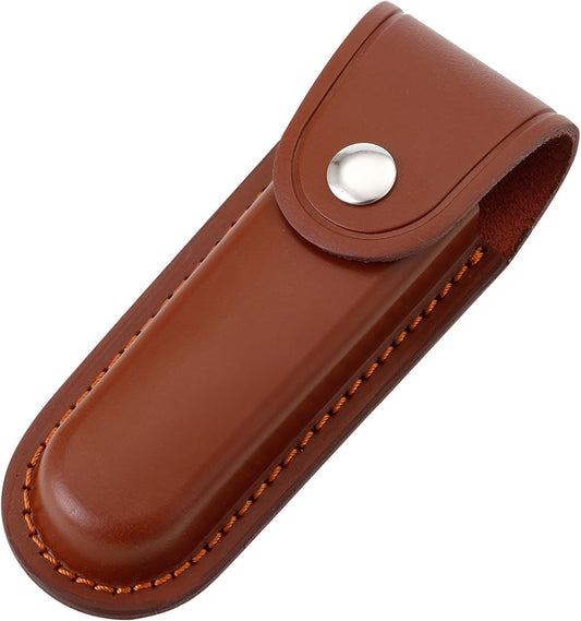 Pocket Knife Sheath, 5" Folding Pocket EDC Knife Case, Portable Pouch Knife Leather Holster with Snap Closure and Belt Loop, Accessory for Outdoor Climbing, Camping, Cycling and Hiking, Brown Kemu |Fashion Home Kitchen Beauty