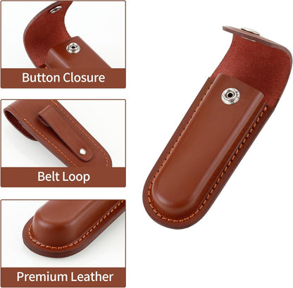 Pocket Knife Sheath, 5" Folding Pocket EDC Knife Case, Portable Pouch Knife Leather Holster with Snap Closure and Belt Loop, Accessory for Outdoor Climbing, Camping, Cycling and Hiking, Brown Kemu |Fashion Home Kitchen Beauty