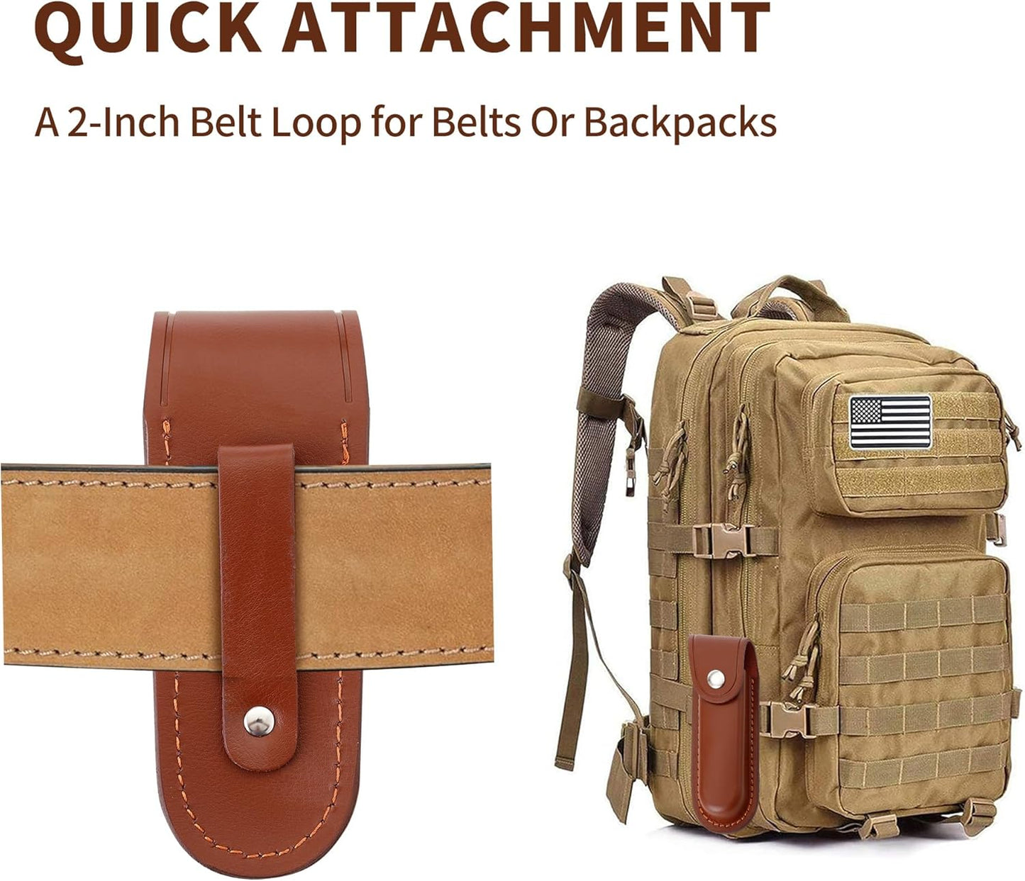 Pocket Knife Sheath, 5" Folding Pocket EDC Knife Case, Portable Pouch Knife Leather Holster with Snap Closure and Belt Loop, Accessory for Outdoor Climbing, Camping, Cycling and Hiking, Brown Kemu |Fashion Home Kitchen Beauty