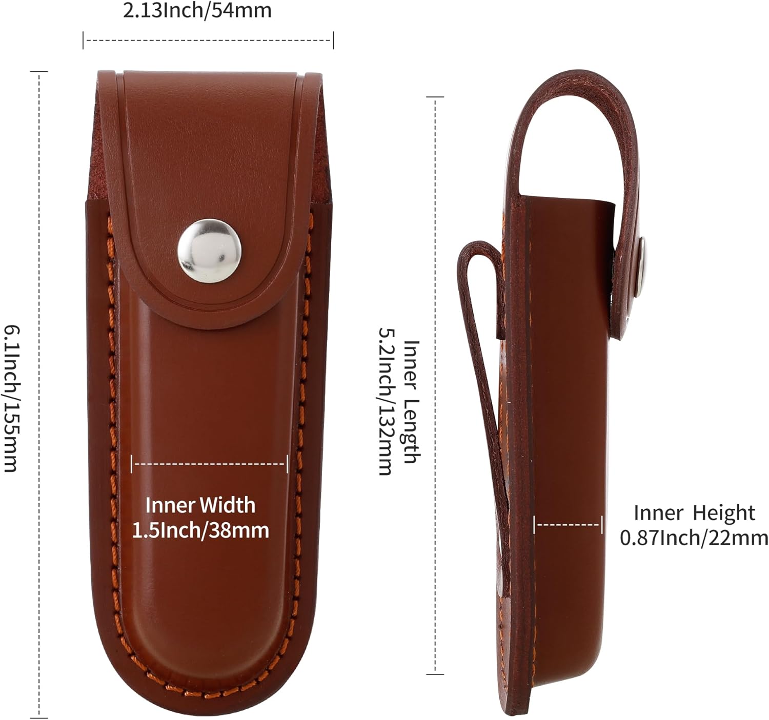 Pocket Knife Sheath, 5" Folding Pocket EDC Knife Case, Portable Pouch Knife Leather Holster with Snap Closure and Belt Loop, Accessory for Outdoor Climbing, Camping, Cycling and Hiking, Brown Kemu |Fashion Home Kitchen Beauty