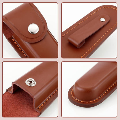 Pocket Knife Sheath, 5" Folding Pocket EDC Knife Case, Portable Pouch Knife Leather Holster with Snap Closure and Belt Loop, Accessory for Outdoor Climbing, Camping, Cycling and Hiking, Brown Kemu |Fashion Home Kitchen Beauty