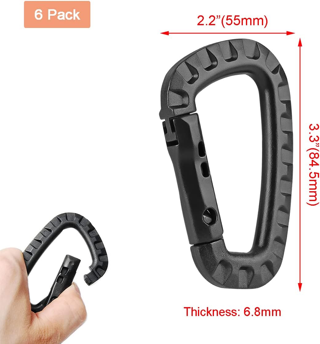 Tactical Gear Carabiner Keychain Clip Plastic D-Rings Large Key Chain Heavy Duty Snap Hook for Backpack, Belt, Keyrings, Bags, Bottle, Tent, Camping Kemu |Fashion Home Kitchen Beauty