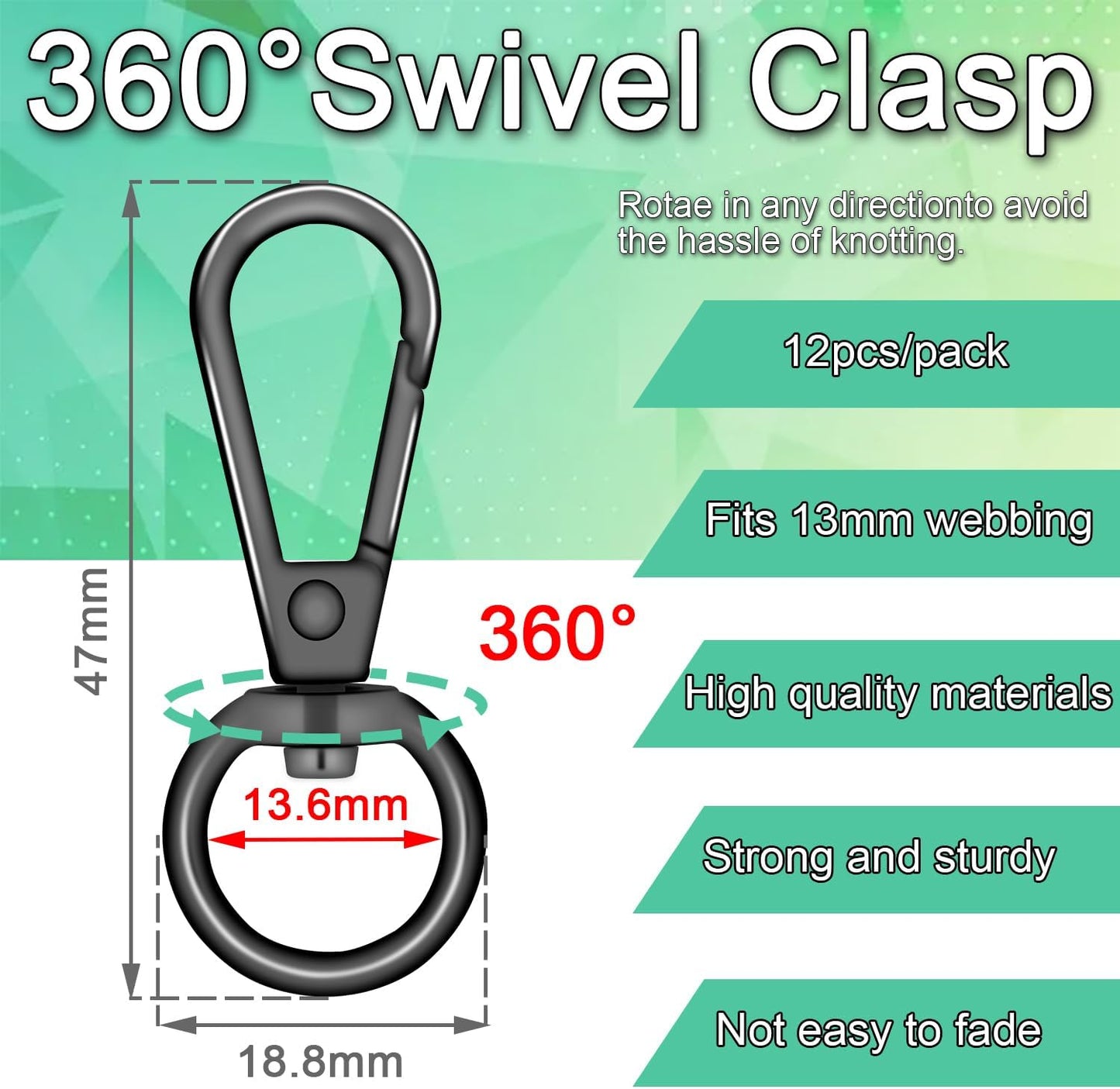 1/2 Inch Lobster Claw Clasp Swivel Snap Hook for Purse, 12 Pack Metal Swivel Lobster Clasps Purse Bag Strap Hardware Making Lanyard Hooks Keychain Clip, GunBlack Kemu |Fashion Home Kitchen Beauty