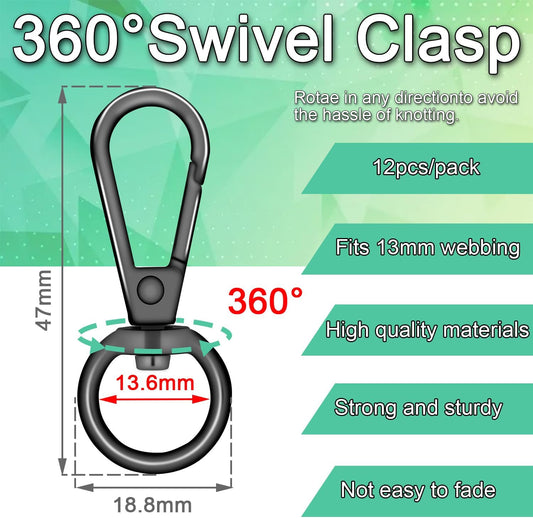 1/2 Inch Lobster Claw Clasp Swivel Snap Hook for Purse, 12 Pack Metal Swivel Lobster Clasps Purse Bag Strap Hardware Making Lanyard Hooks Keychain Clip, GunBlack Kemu |Fashion Home Kitchen Beauty