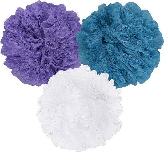 Bath Sponge Loofah Sponge Bath Puffs Shower Pouf Body Scrubber Exfoliating Soft 3 Pack