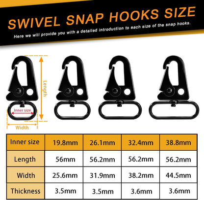 6 Pack Paracord Lanyard Accessories 3/4" Rifle Sling Clips Metal Swivel Snap Hook Keychain Carabiner Key Chain for Keyrings (Black) Kemu |Fashion Home Kitchen Beauty
