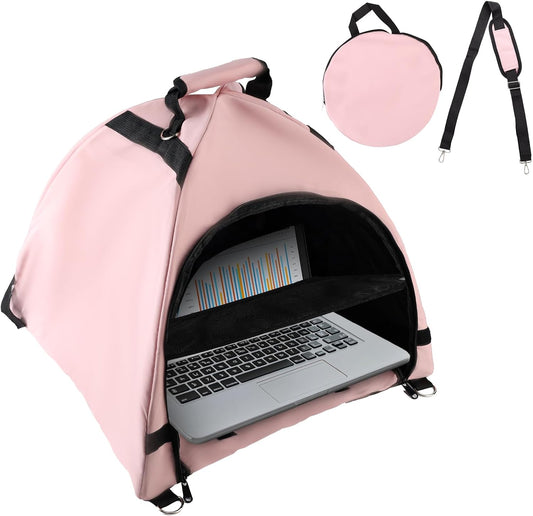 Laptop Tent, Sun Shade Waterproof Fabric Protective Hood for Computer Working Outside Accessories Part Glare Shield & Heat Reflective Awning Convertible Tote Outdoor (Pink) As Shown in the Picture - Kemu |Fashion Home Kitchen Beauty