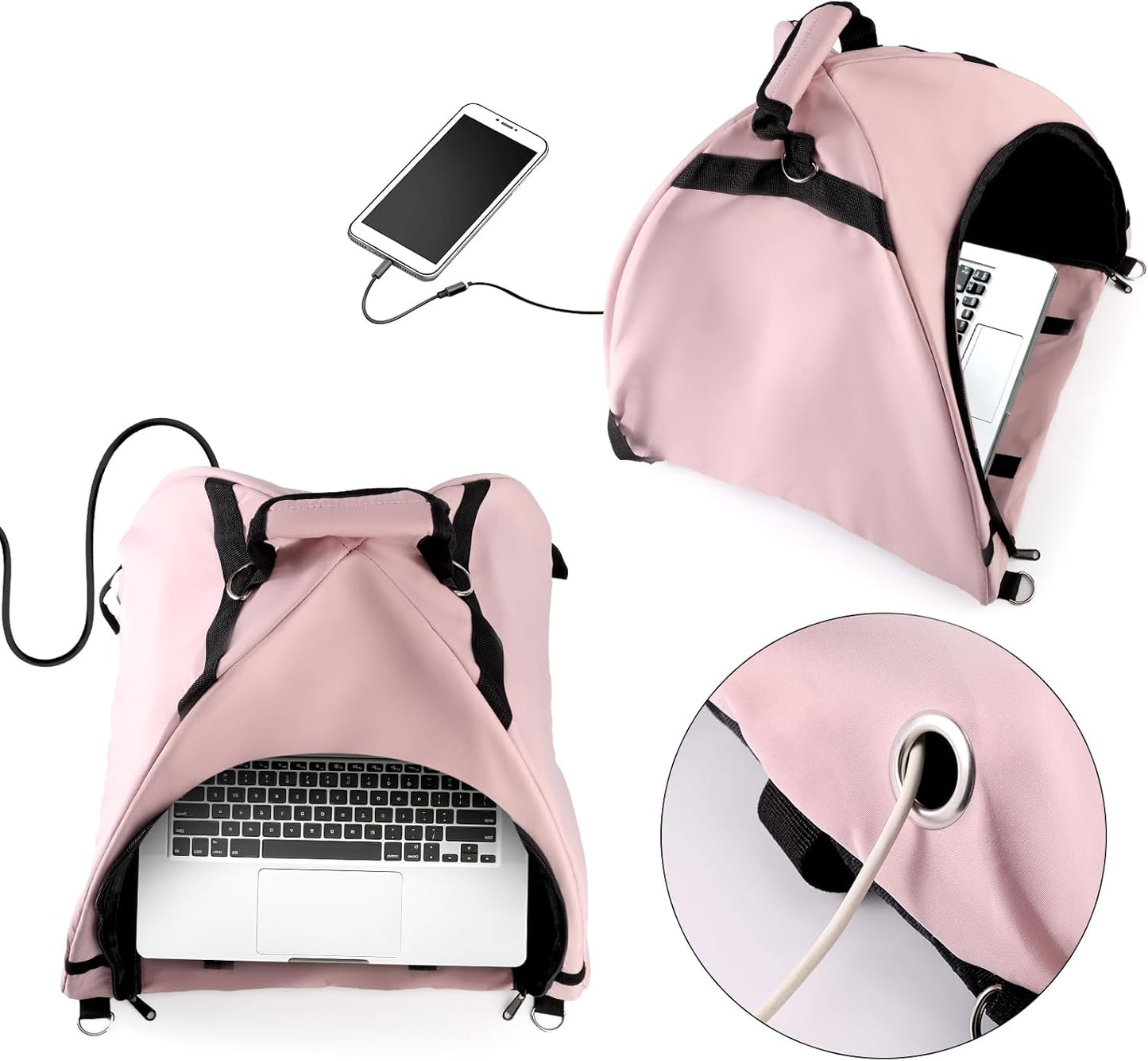 Laptop Tent, Sun Shade Waterproof Fabric Protective Hood for Computer Working Outside Accessories Part Glare Shield & Heat Reflective Awning Convertible Tote Outdoor (Pink) As Shown in the Picture - Kemu |Fashion Home Kitchen Beauty