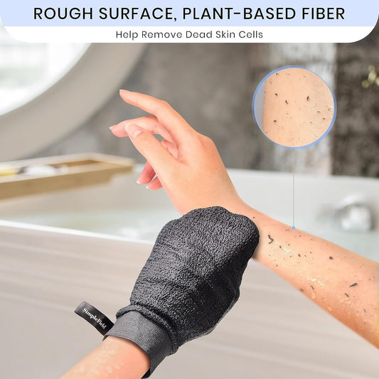 Korean Exoliating Mitt or Remove Dead Skin. 2 Pack 100% Viscose Kessa Deep Exoliating Gloves or Body Scrub, Keratosis Pilaris and Sel Tanning Removal. Easily Smooth Skin Surace.