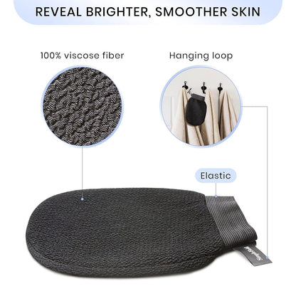Korean Exoliating Mitt or Remove Dead Skin. 2 Pack 100% Viscose Kessa Deep Exoliating Gloves or Body Scrub, Keratosis Pilaris and Sel Tanning Removal. Easily Smooth Skin Surace.