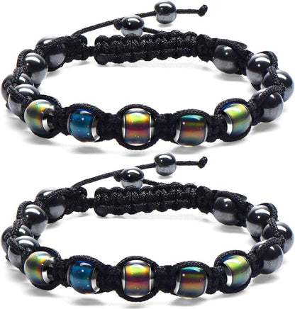 Adjustable Mood Bracelet or Women 2 Pieces Dazzling Shimmer Color Changing Beads Based on Emotions Thermochromic Bead Bracelets or Kids and Adult Kemu |Fashion Home Kitchen Beauty