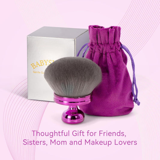 Blend & Blur Extra Large Body Makeup Brush or Sel Tanner,Leg Makeup & Bronzer Sel Tan Applicator, 3.2inch Wide Round Head Kabuki Brush or Application with Drawstring Bag (Purple)