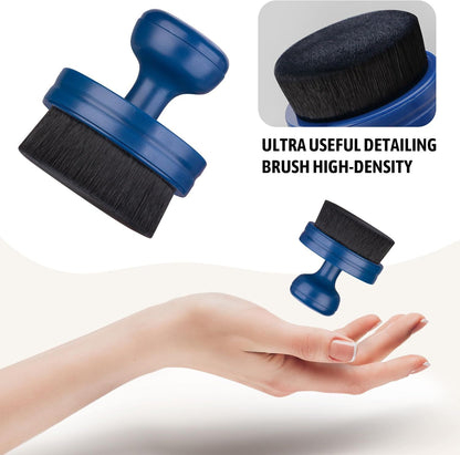 Tire Shine Applicator,Vegan Tire Shine Brush with Stand or Auto Detailing Cleaning Service (Black+Blue)