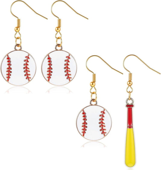 Baseball Earrings, Dangle Baseball Earrings for Women, Sports Jewelry Softball Player Gift (White, Yellow and Red) Kemu |Fashion Home Kitchen Beauty