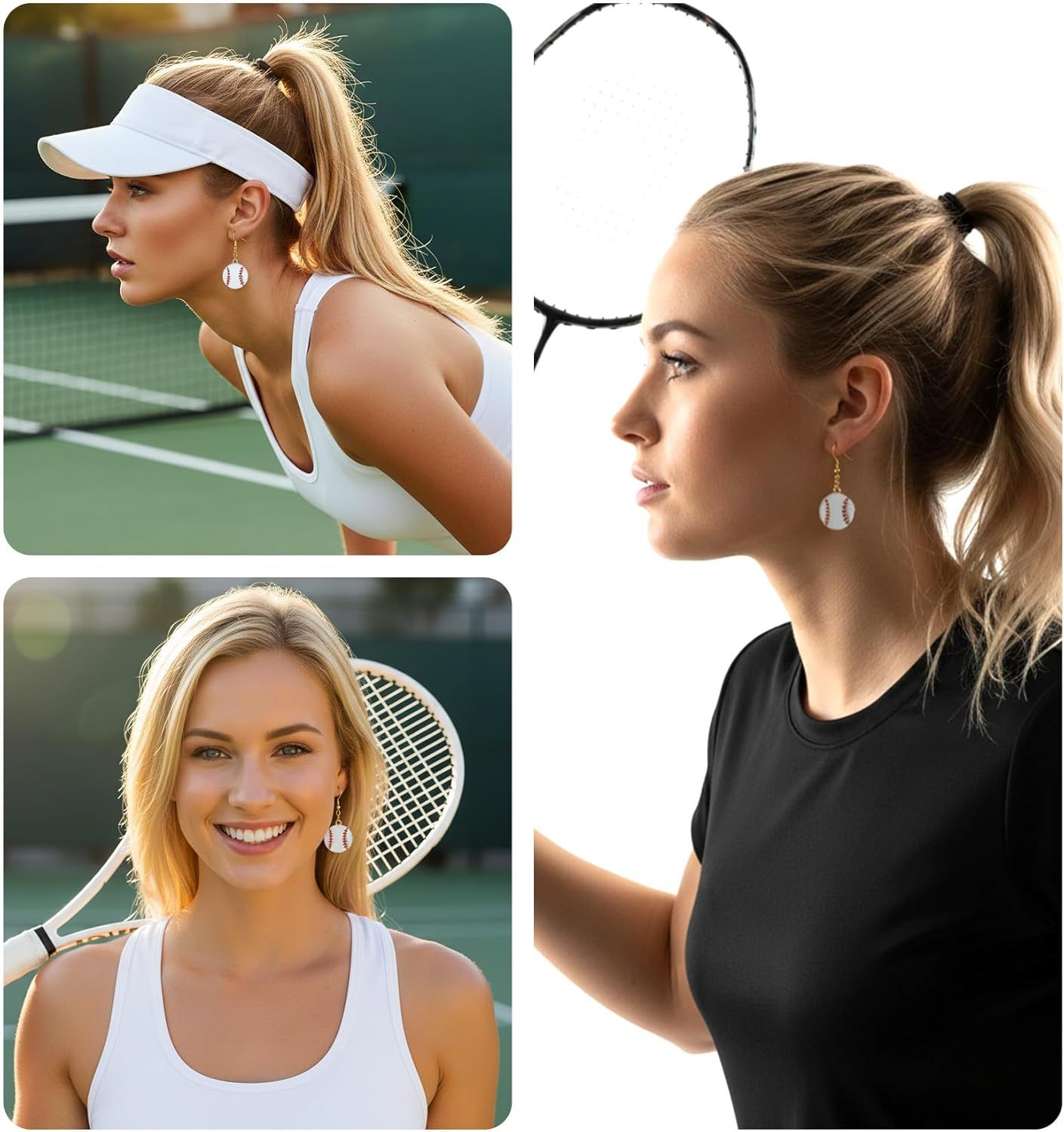 Baseball Earrings, Dangle Baseball Earrings for Women, Sports Jewelry Softball Player Gift (White, Yellow and Red) Kemu |Fashion Home Kitchen Beauty