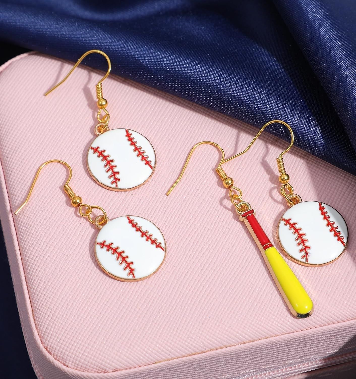 Baseball Earrings, Dangle Baseball Earrings for Women, Sports Jewelry Softball Player Gift (White, Yellow and Red) Kemu |Fashion Home Kitchen Beauty