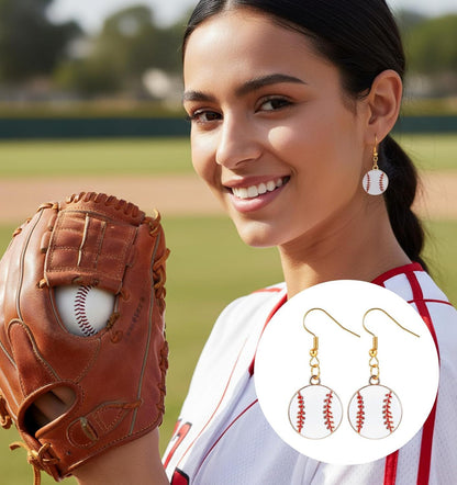 Baseball Earrings, Dangle Baseball Earrings for Women, Sports Jewelry Softball Player Gift (White, Yellow and Red) Kemu |Fashion Home Kitchen Beauty