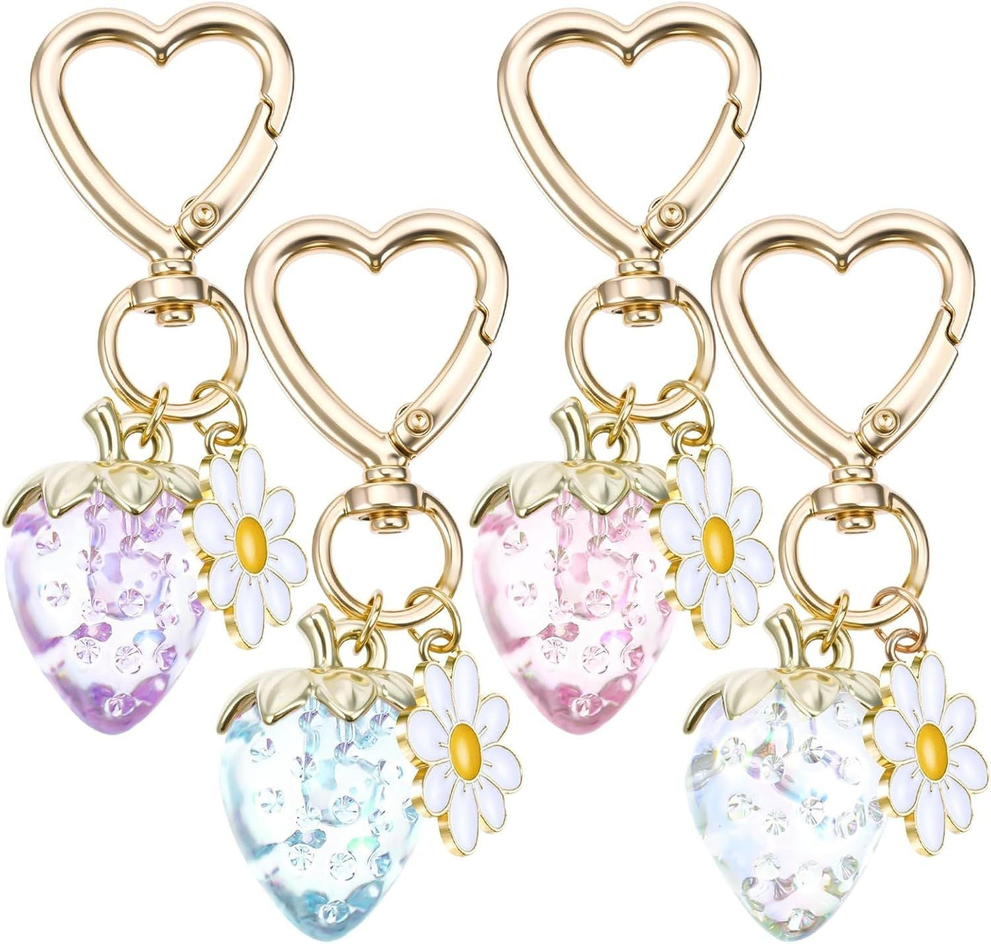 Strawberry Purse Charm, 4 Pcs Strawberry Keychain Charm for Girls Handbag (4 Colors, 2.83 Inch) Kemu |Fashion Home Kitchen Beauty