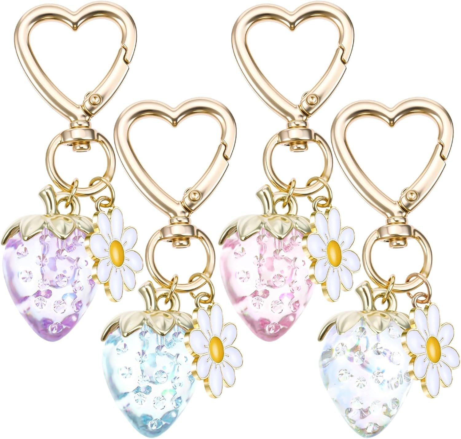 Strawberry Purse Charm, 4 Pcs Strawberry Keychain Charm for Girls Handbag (4 Colors, 2.83 Inch) Kemu |Fashion Home Kitchen Beauty