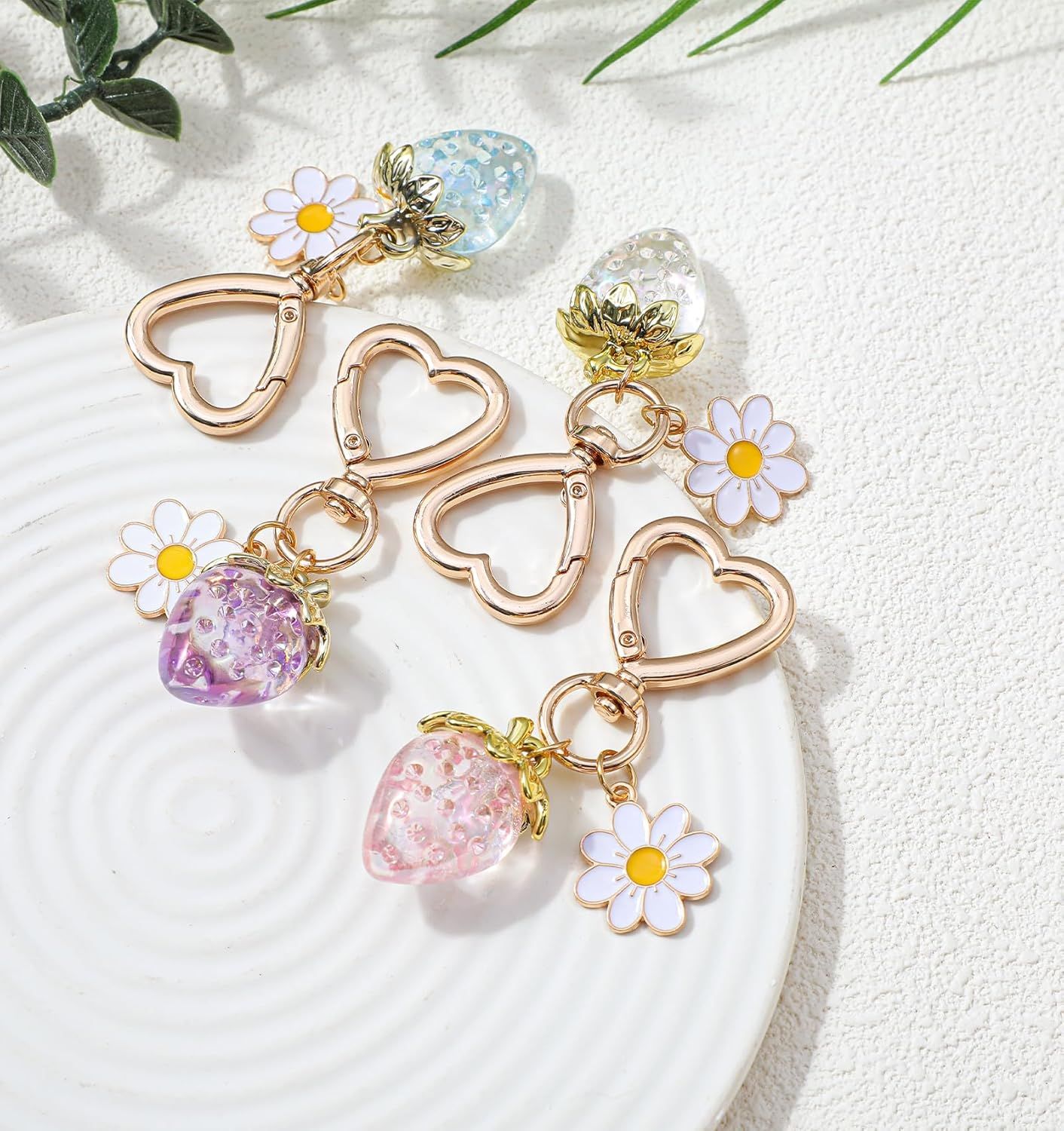 Strawberry Purse Charm, 4 Pcs Strawberry Keychain Charm for Girls Handbag (4 Colors, 2.83 Inch) Kemu |Fashion Home Kitchen Beauty