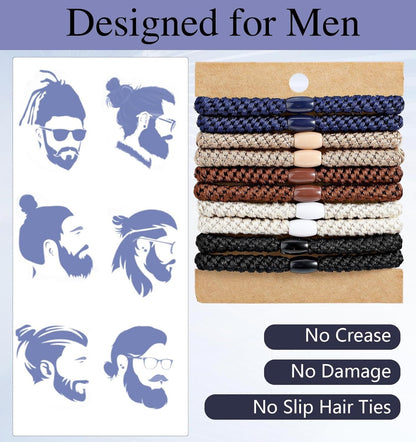 Mens Hair Ties, 10 Pack Hair Ties for Men Guys with Smooth Beads (Multicolor) Kemu |Fashion Home Kitchen Beauty