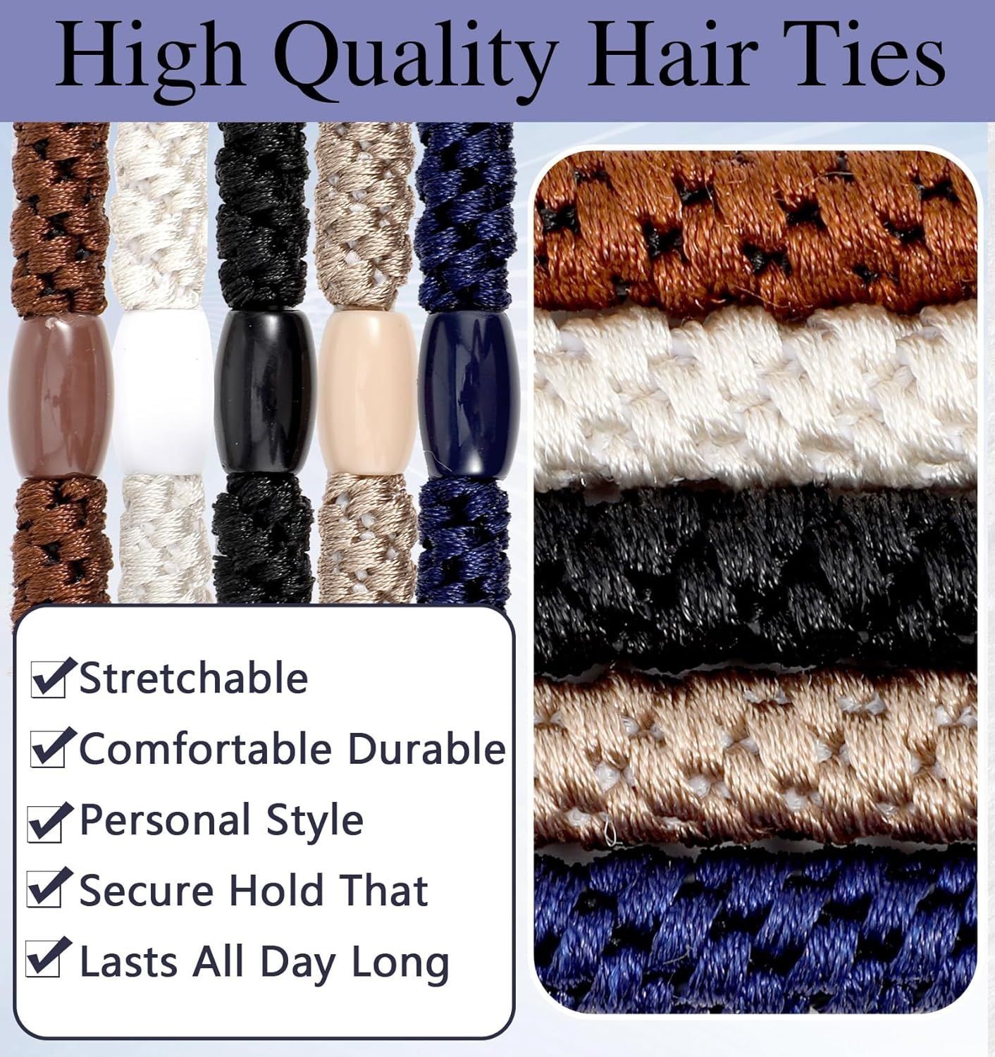 Mens Hair Ties, 10 Pack Hair Ties for Men Guys with Smooth Beads (Multicolor) Kemu |Fashion Home Kitchen Beauty