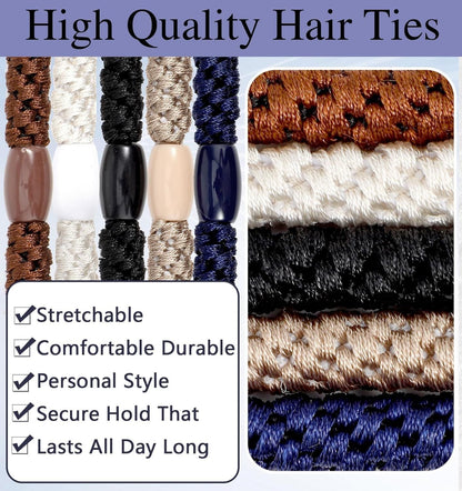 Mens Hair Ties, 10 Pack Hair Ties for Men Guys with Smooth Beads (Multicolor) Kemu |Fashion Home Kitchen Beauty