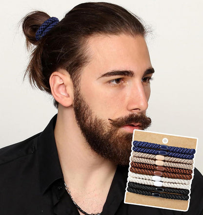Mens Hair Ties, 10 Pack Hair Ties for Men Guys with Smooth Beads (Multicolor) Kemu |Fashion Home Kitchen Beauty