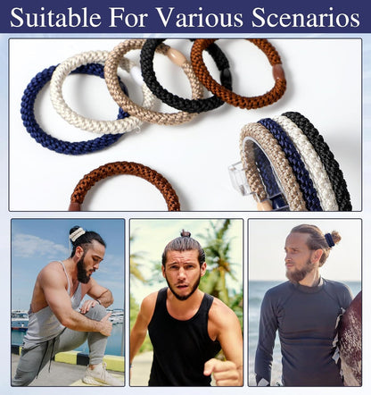 Mens Hair Ties, 10 Pack Hair Ties for Men Guys with Smooth Beads (Multicolor) Kemu |Fashion Home Kitchen Beauty