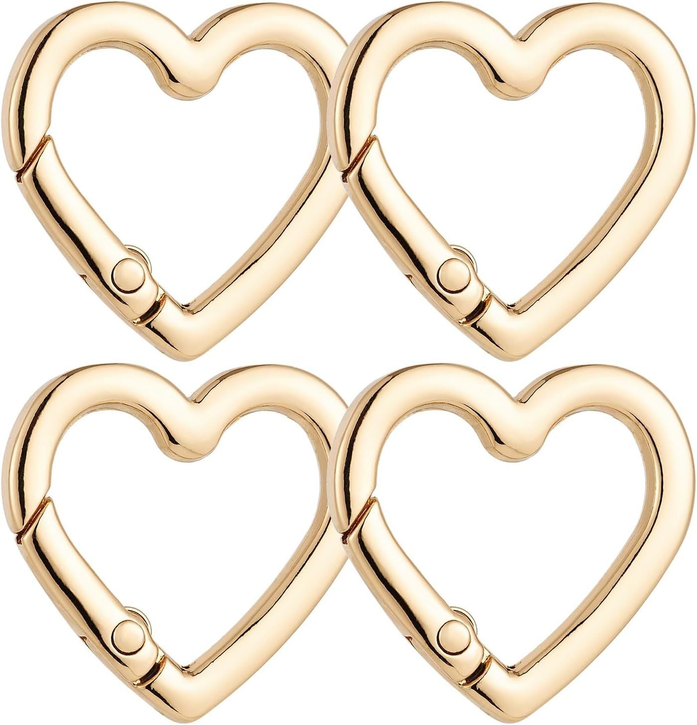 4 Pcs Heart Shaped Keychain Clip, Zinc Alloy Cute Heart Carabiner, Small Craft KeyringSpring Snap Clasp Hook for Camping Hiking Fishing Traveling Kemu |Fashion Home Kitchen Beauty