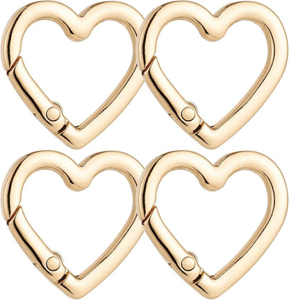 4 Pcs Heart Shaped Keychain Clip, Zinc Alloy Cute Heart Carabiner, Small Craft KeyringSpring Snap Clasp Hook for Camping Hiking Fishing Traveling Kemu |Fashion Home Kitchen Beauty