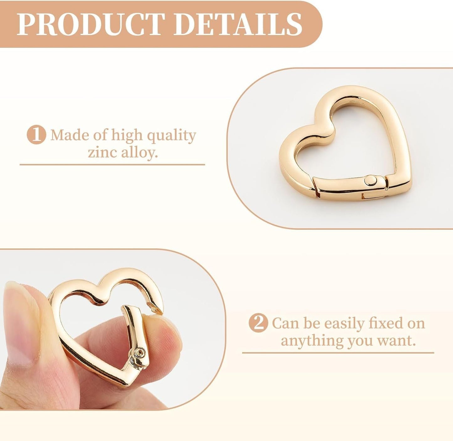 4 Pcs Heart Shaped Keychain Clip, Zinc Alloy Cute Heart Carabiner, Small Craft KeyringSpring Snap Clasp Hook for Camping Hiking Fishing Traveling Kemu |Fashion Home Kitchen Beauty