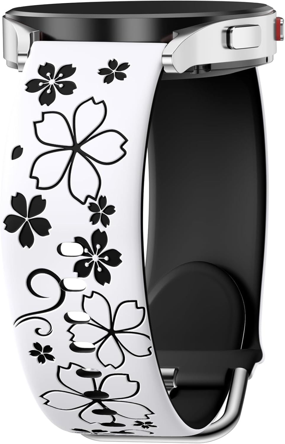 Floral Engraved Band-Compatible with Samsung Galaxy Watch 7 Band 6 4 5 40mm 44mm/5 Pro/6 4 Classic/Active 2, 20mm Cute Two-Tone Flower Soft Silicone Sport Strap for Samsung Watch Bands Women Men Kemu |Fashion Home Kitchen Beauty