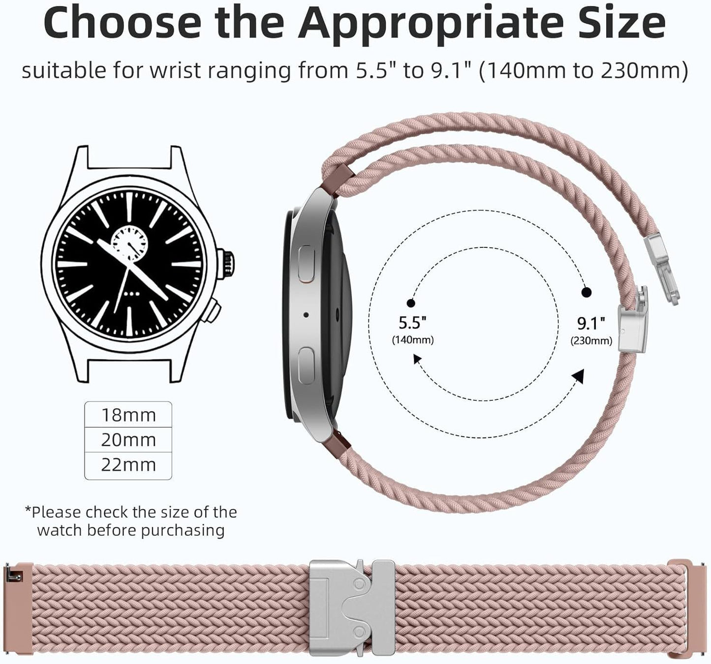 18mm 20mm 22mm Braided Band Compatible with Garmin Vivoactive 5/Vivoactive 6/4/3 Watch Bands, Parachute Buckle Nylon Elastic Sport Strap for Garmin Venu 3 2/3S 2S/Forerunner 165/55/245 Women Men Kemu |Fashion Home Kitchen Beauty