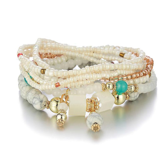 1 Pcs Bohemian Stackable Bead Bracelets, Women's Stretch Multilayer Crystal Beaded Lucky Protection Evil Eye Bracelet Set Kemu |Fashion Home Kitchen Beauty