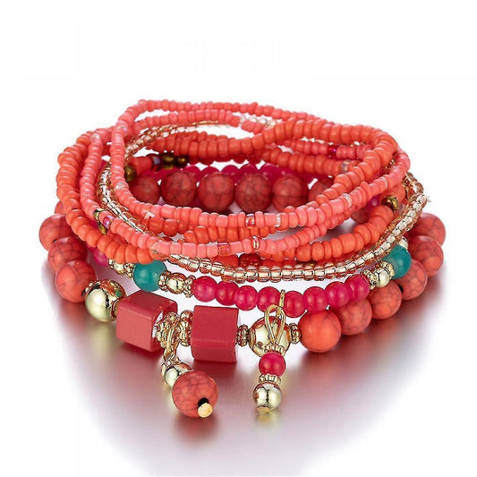1 Pcs Bohemian Stackable Bead Bracelets, Women's Stretch Multilayer Crystal Beaded Lucky Protection Evil Eye Bracelet Set Kemu |Fashion Home Kitchen Beauty