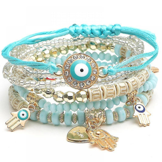 1 Pcs Hand Bracelet Boho Charms Stretch Stackable Bracelet Handmade Multicolor Crystal Beaded Lucky Protection Bangles Strand Bracelet Kemu |Fashion Home Kitchen Beauty