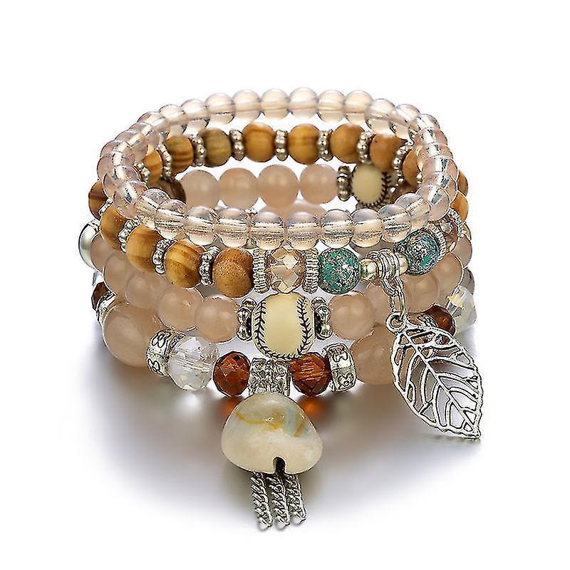 1pcs Bohemian Bracelet, Crystal Beaded Bracelets, Charm Stretch Bracelet With Pendant, Women's Jewelry Kemu |Fashion Home Kitchen Beauty