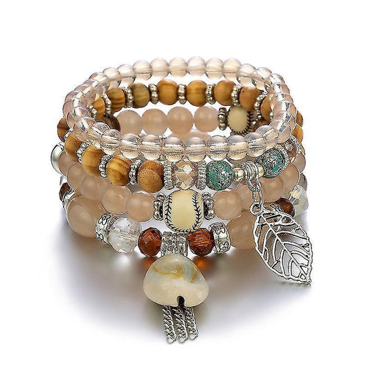 1pcs Bohemian Bracelet, Crystal Beaded Bracelets, Charm Stretch Bracelet With Pendant, Women's Jewelry Kemu |Fashion Home Kitchen Beauty