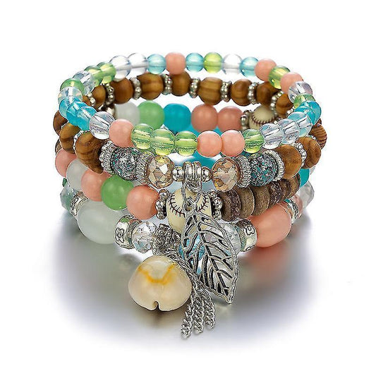 1pcs Bohemian Bracelet, Crystal Beaded Bracelets, Charm Stretch Bracelet With Pendant, Women's Jewelry Kemu |Fashion Home Kitchen Beauty
