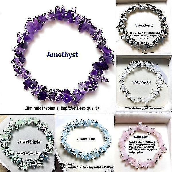 20+ Colors Natural Crystal Chakra Bracelet Natural Gem Chip Jewelry Bracelet Amethyst Black Onyx Ruby Yellow Crystal Clear Crystal Aquamarine Green Kemu |Fashion Home Kitchen Beauty