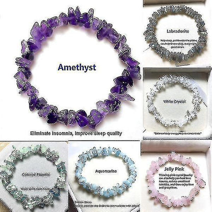 20+ Colors Natural Crystal Chakra Bracelet Natural Gem Chip Jewelry Bracelet Amethyst Black Onyx Ruby Yellow Crystal Clear Crystal Aquamarine Green Kemu |Fashion Home Kitchen Beauty