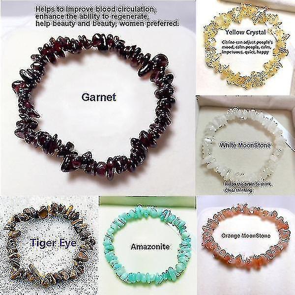 20+ Colors Natural Crystal Chakra Bracelet Natural Gem Chip Jewelry Bracelet Amethyst Black Onyx Ruby Yellow Crystal Clear Crystal Aquamarine Green Kemu |Fashion Home Kitchen Beauty