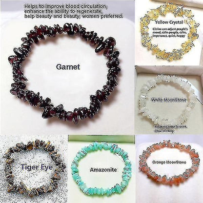 20+ Colors Natural Crystal Chakra Bracelet Natural Gem Chip Jewelry Bracelet Amethyst Black Onyx Ruby Yellow Crystal Clear Crystal Aquamarine Green Kemu |Fashion Home Kitchen Beauty