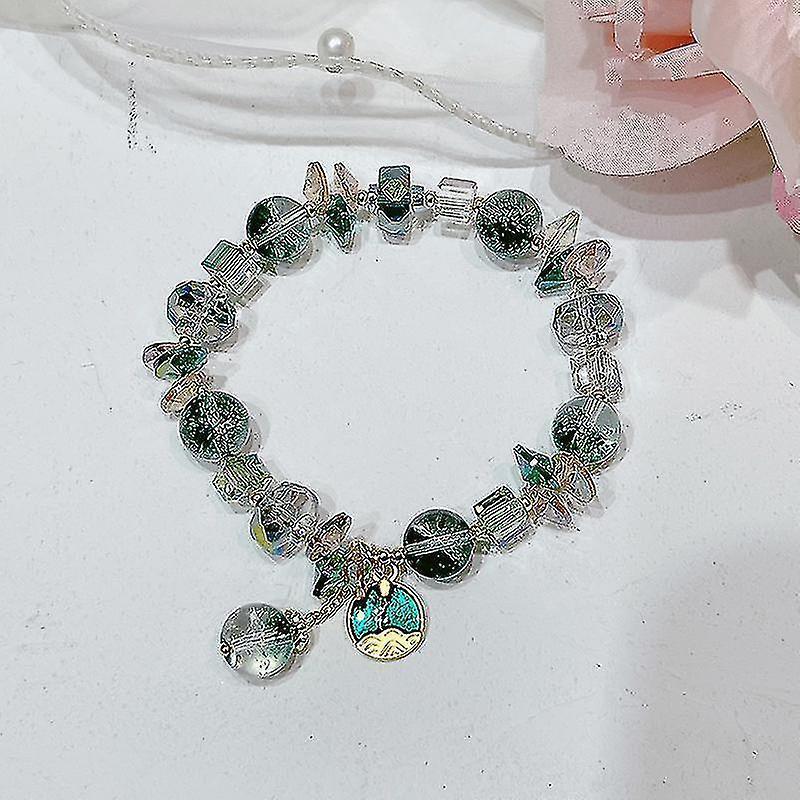 Chinese Ancient Style Promises Like A Mountain Heavy Friendship Chain Forest Small Fresh Green Crystal Bracelet Girl Gift Girlfriend Jewelry Jewelry Kemu |Fashion Home Kitchen Beauty