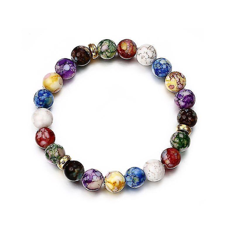 Colorful Beads Rainbow Healing Crystal Chakra Yoga Hologram Bracelets For Women Kemu |Fashion Home Kitchen Beauty